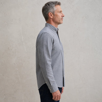 Professional mature man wearing the exact slim fit Oxford shirt — view 8