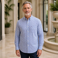 White & Blue Micro Check