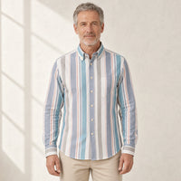 Gray, Blue & Coral Stripe