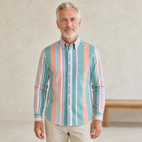 Green & Coral Stripe