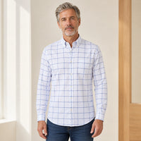 White & Blue Windowpane