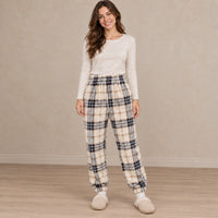 Cream Navy Tartan