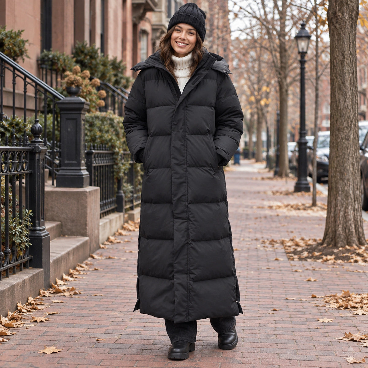 parka coat — Usa and Canada October–December; Black luna garment worn by a happy adult model — view 6