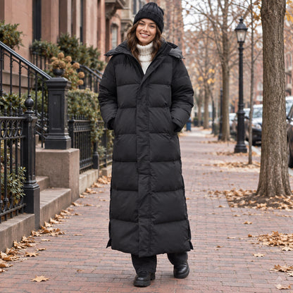 parka coat — Usa and Canada October–December; Black luna garment worn by a happy adult model — view 6