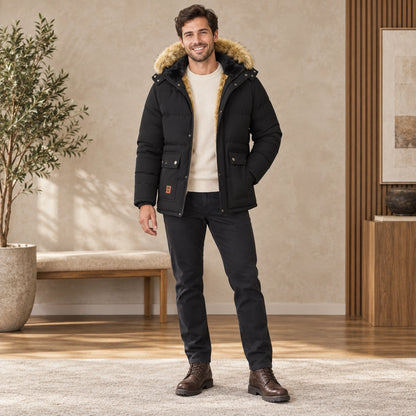 parka coat — Karl Black front relaxed pose — view 5