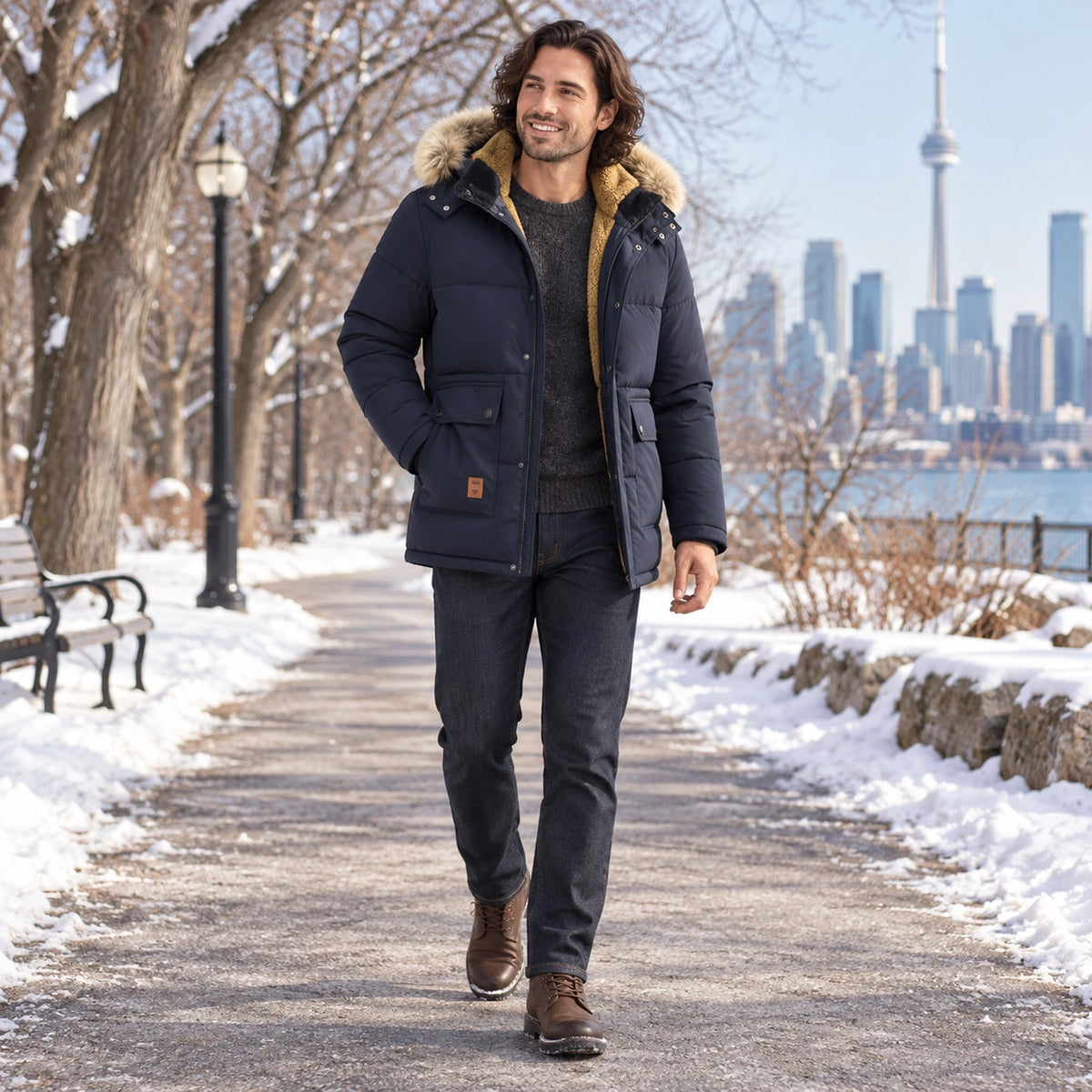 parka coat — Karl Navy Blue 2 — view 7