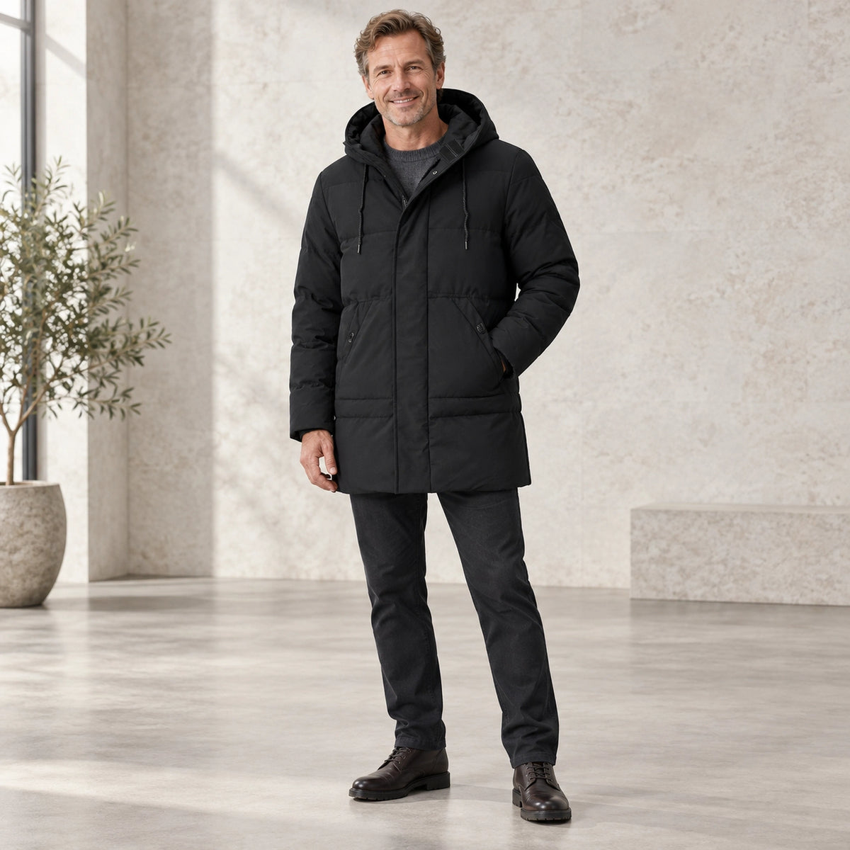 parka coat — Laurin Black three quarter view — view 4