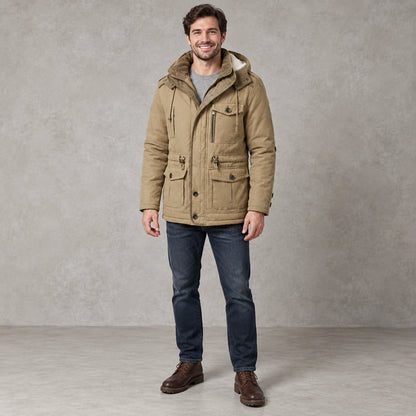 parka coat — Carlos Tan front — view 2
