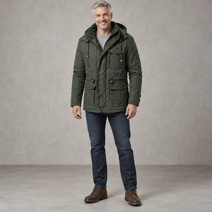 parka coat — Carlos Olive Green front — view 3