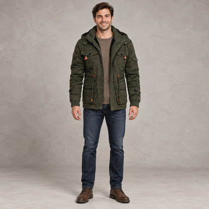 parka coat — Immanuel Olive Green front — view 2