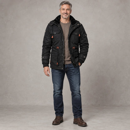 parka coat — Immanuel Black front — view 3