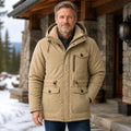 parka coat — Noah khaki fleece lined utility parka complete front view