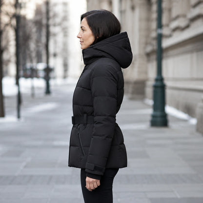 parka coat — Ruby black padded parka side profile — view 7