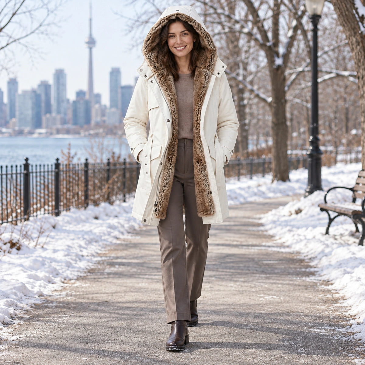 parka coat — Belinda Cream 2 — view 7
