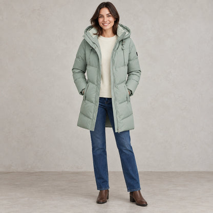 parka coat — Emelie Sage Green front — view 2
