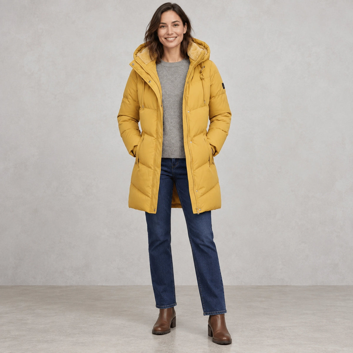 parka coat — Emelie Mustard Yellow front — view 4