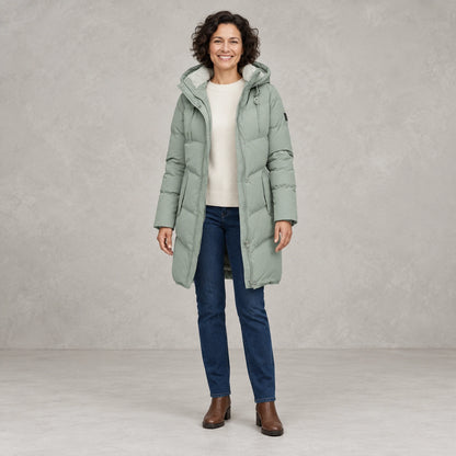 parka coat — Emelie Sage Green front — view 2