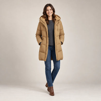 parka coat — Emelie Camel alternate angle — view 5