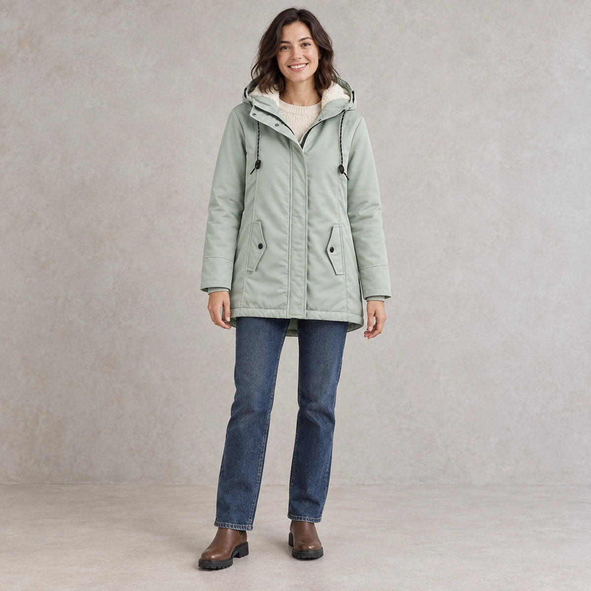 parka coat — Aurora Mint Green front — view 4
