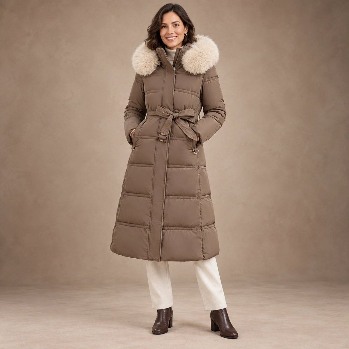 parka coat — Victoria Taupe Brown