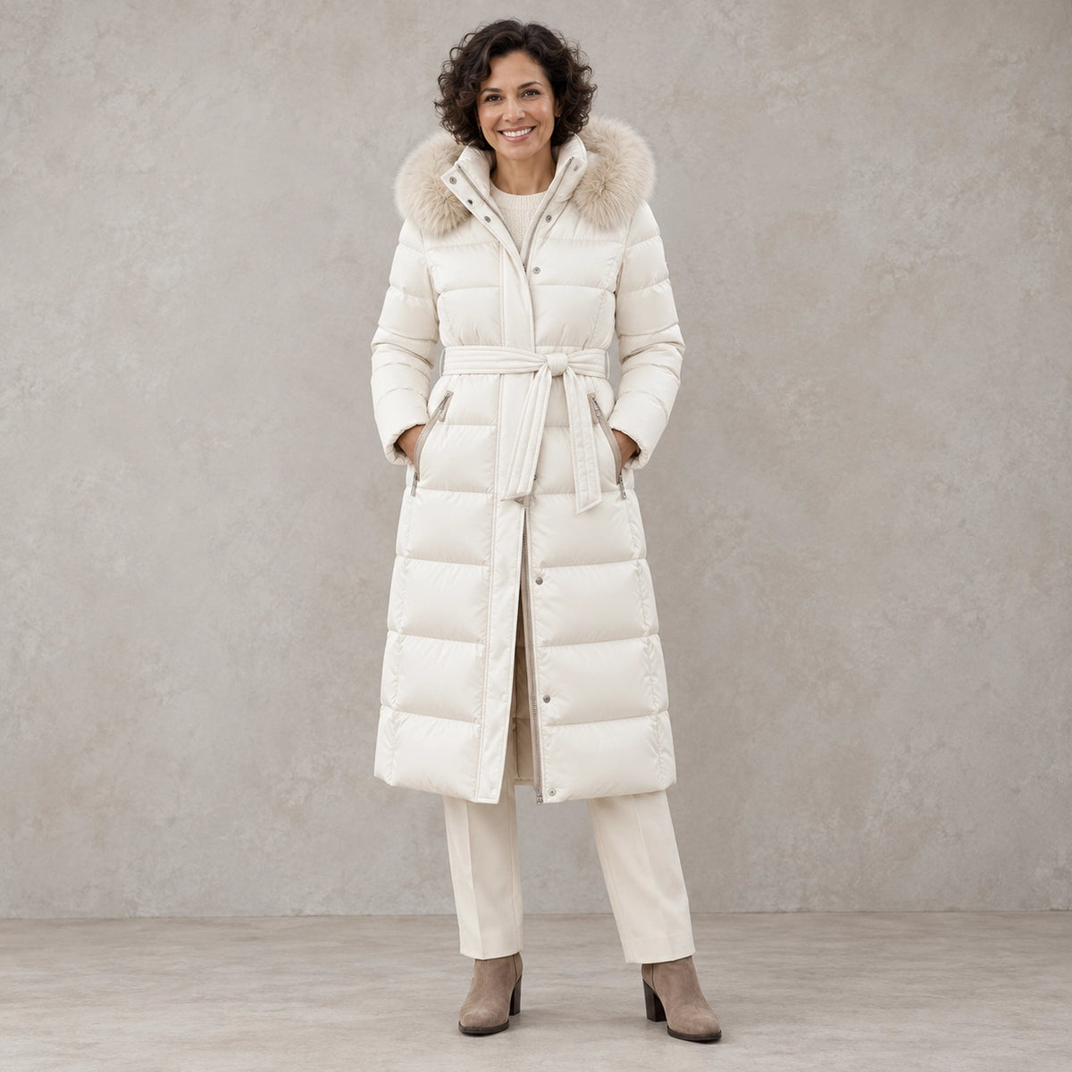 parka coat — Victoria Cream front — view 2