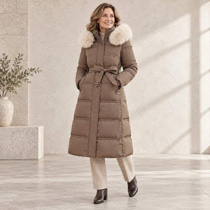 parka coat — Victoria Taupe Brown three quarter view — view 4