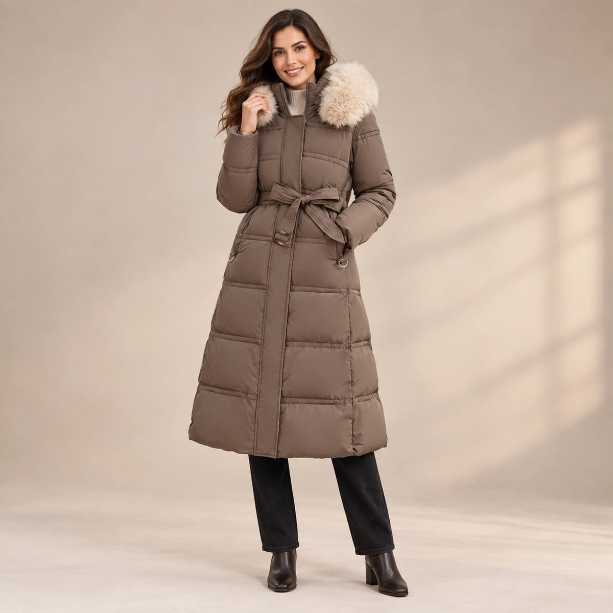 parka coat — Victoria Taupe Brown alternate angle — view 5