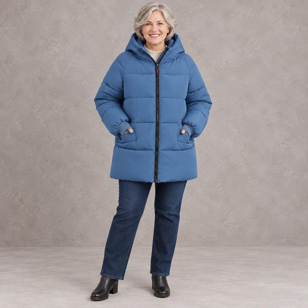 parka coat — Aurora Dusty Blue front — view 3