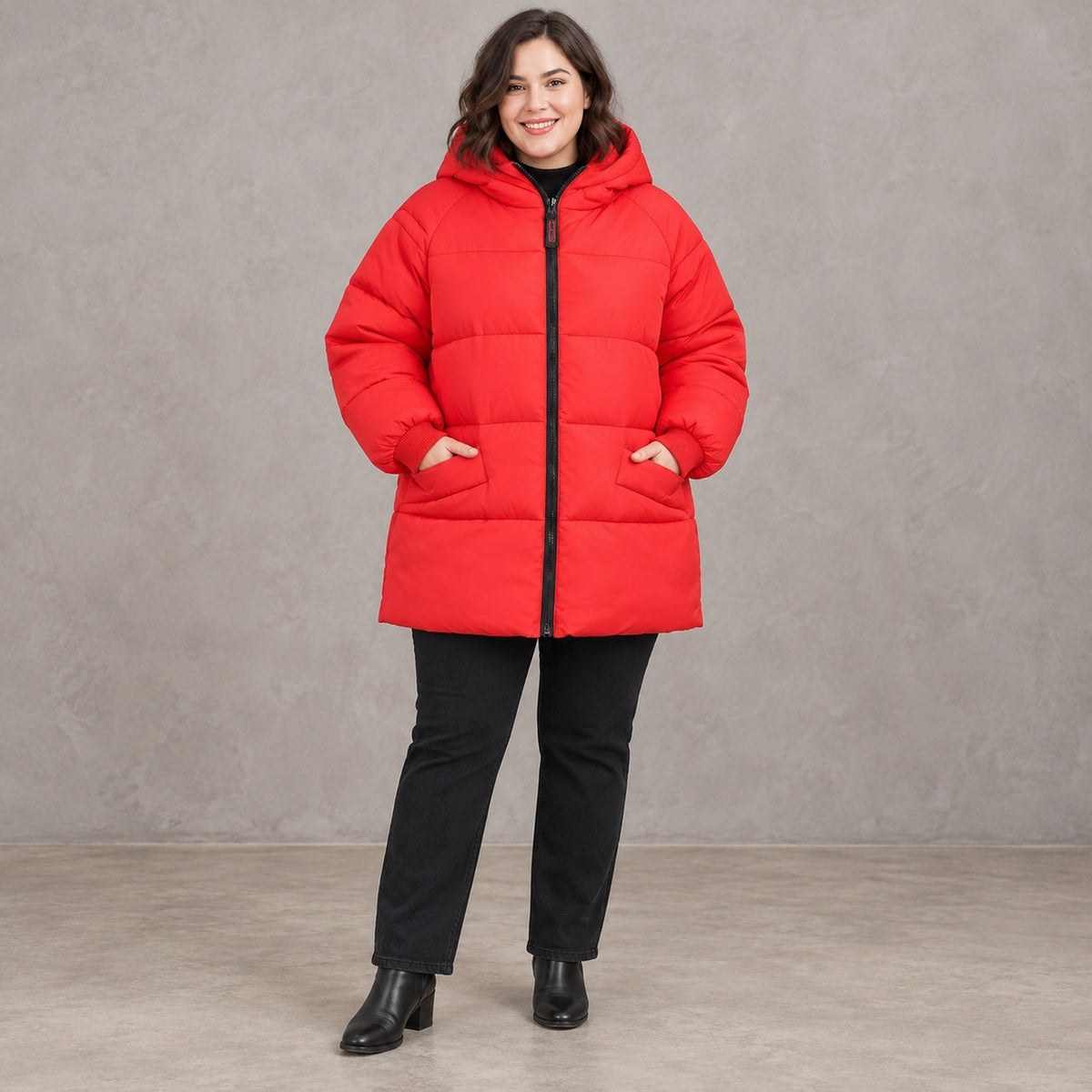 parka coat — Aurora Red front — view 4