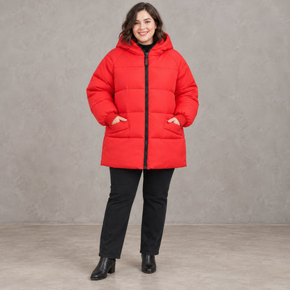 parka coat — Aurora Red front — view 4