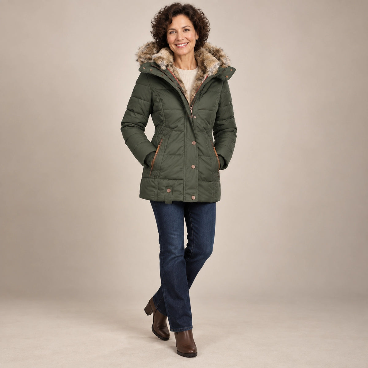 parka coat — Henrietta Olive Green alternate angle — view 8