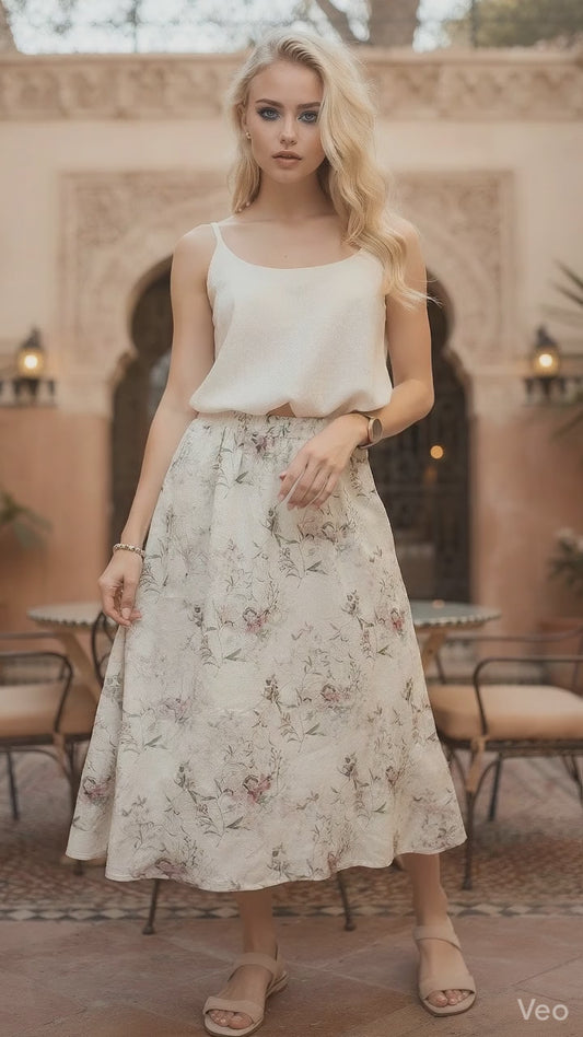 Rihana | Womens Flowy Elegant Summer Midi Skirt