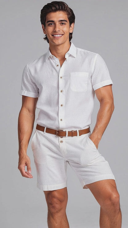 Liam | Mens Tailored Linen Knee-Length Shorts
