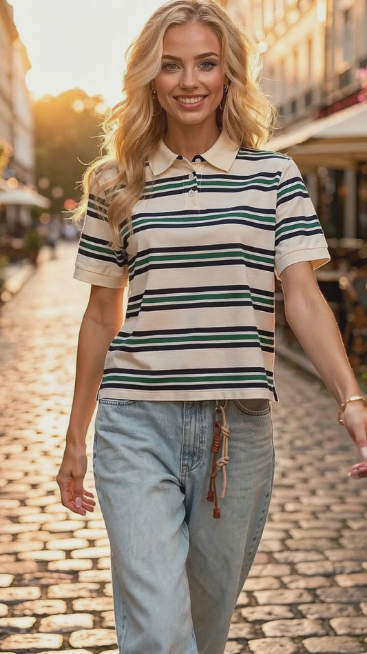 Andra | Womens Relaxed Polo Neck T-Shirt