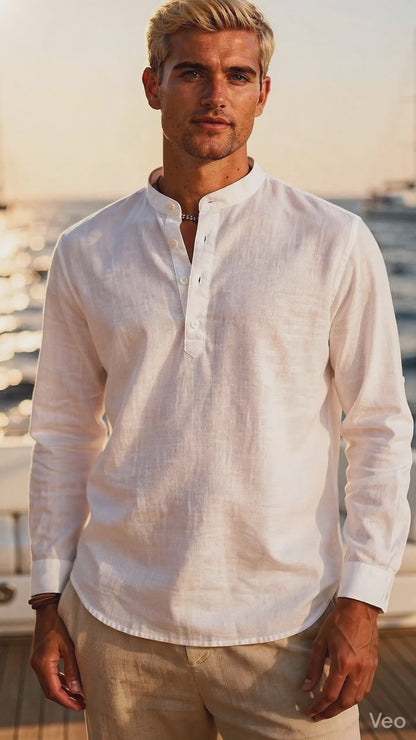 Dio | Mens Lightweight Casual Spring Henley Shirt