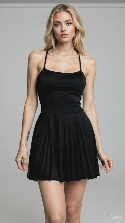 Poli | Womens Elegant Pleated Mini Dress