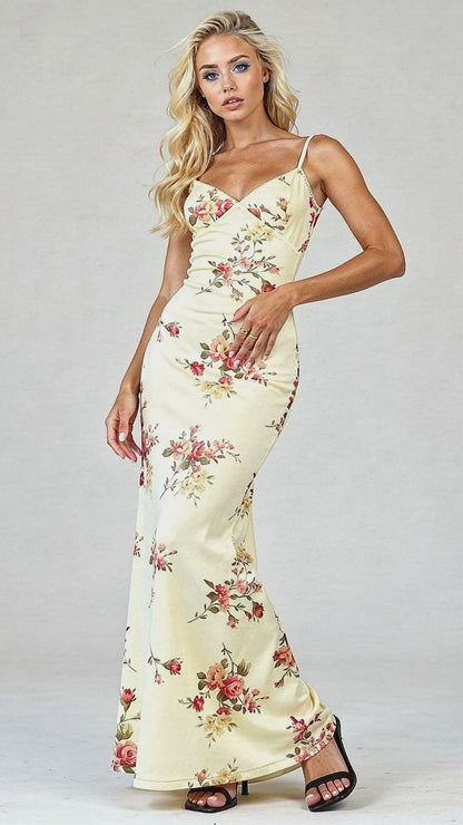 Olivia | Womens Elegant Bodycon Maxi Dress with Floral Print