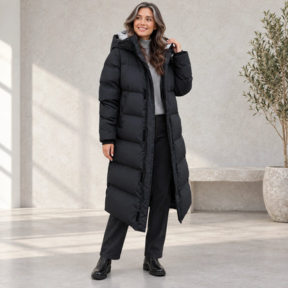 puffer jacket — Usa and Canada October–December three quarter view; Black; complete product worn by a happy adult — view 3