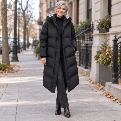 puffer jacket — Usa and Canada October–December 1; Black; complete product worn by a happy adult model — view 6