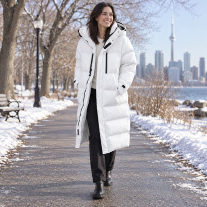 puffer jacket — Usa and Canada October–December 2; White; complete product worn by a happy adult model — view 7
