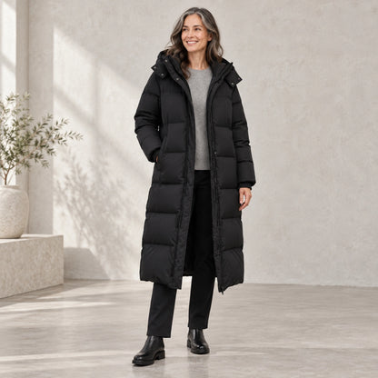puffer jacket — Usa and Canada October–December three quarter view; Black; complete product worn by a happy adult — view 3