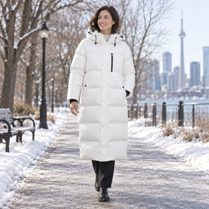 puffer jacket — Usa and Canada October–December 2; White; complete product worn by a happy adult model — view 7