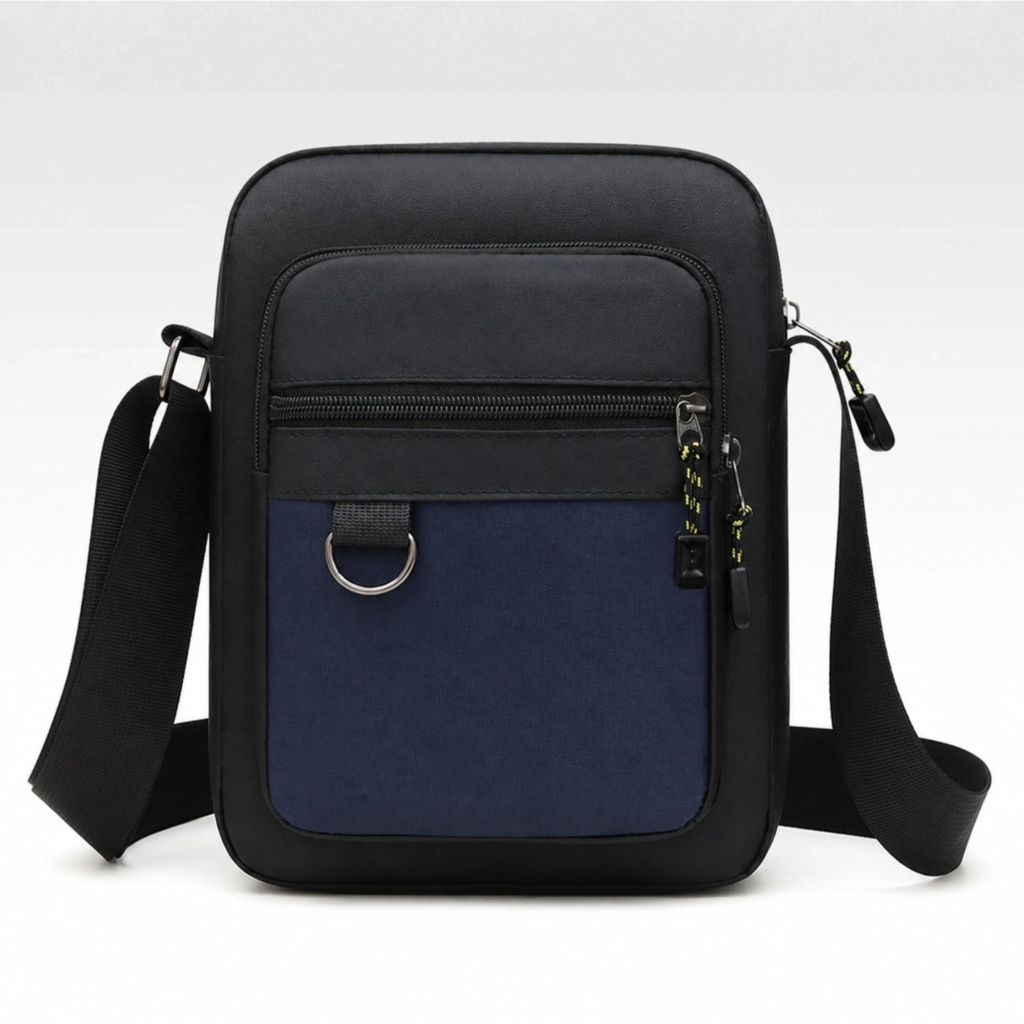 Blue sling bag complete front view