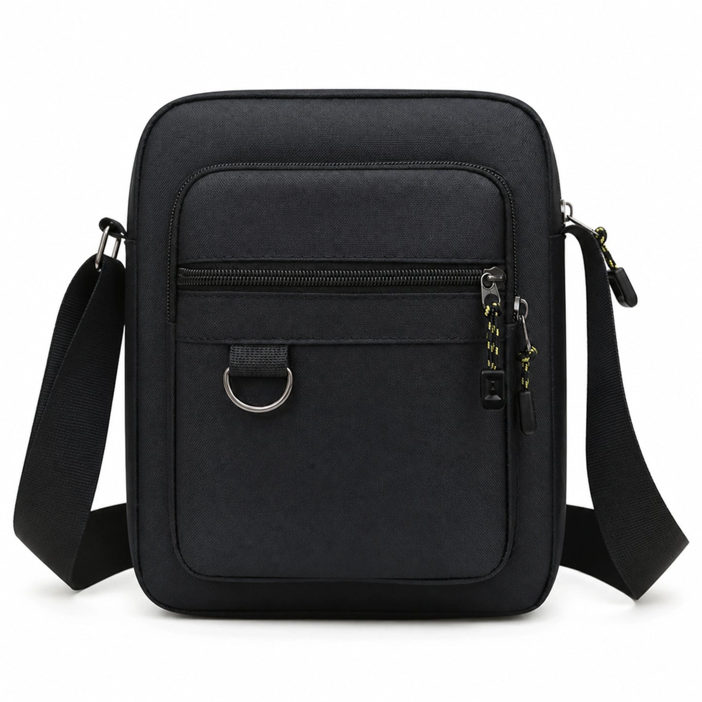 Black sling bag complete front view — view 3