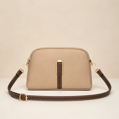 Taupe sling bag complete front view — view 4