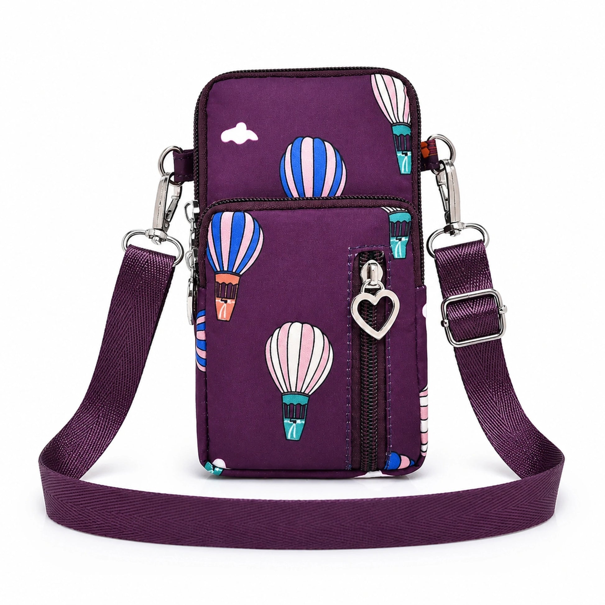 Purple Balloon Print sling bag complete front view — view 3