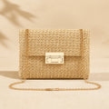 Natural Straw sling bag complete front view
