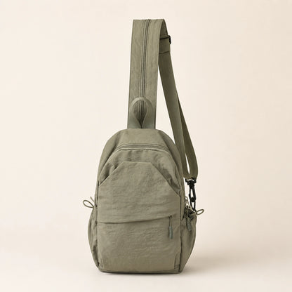 Olive Green Multi Pocket sling bag complete front view — view 8