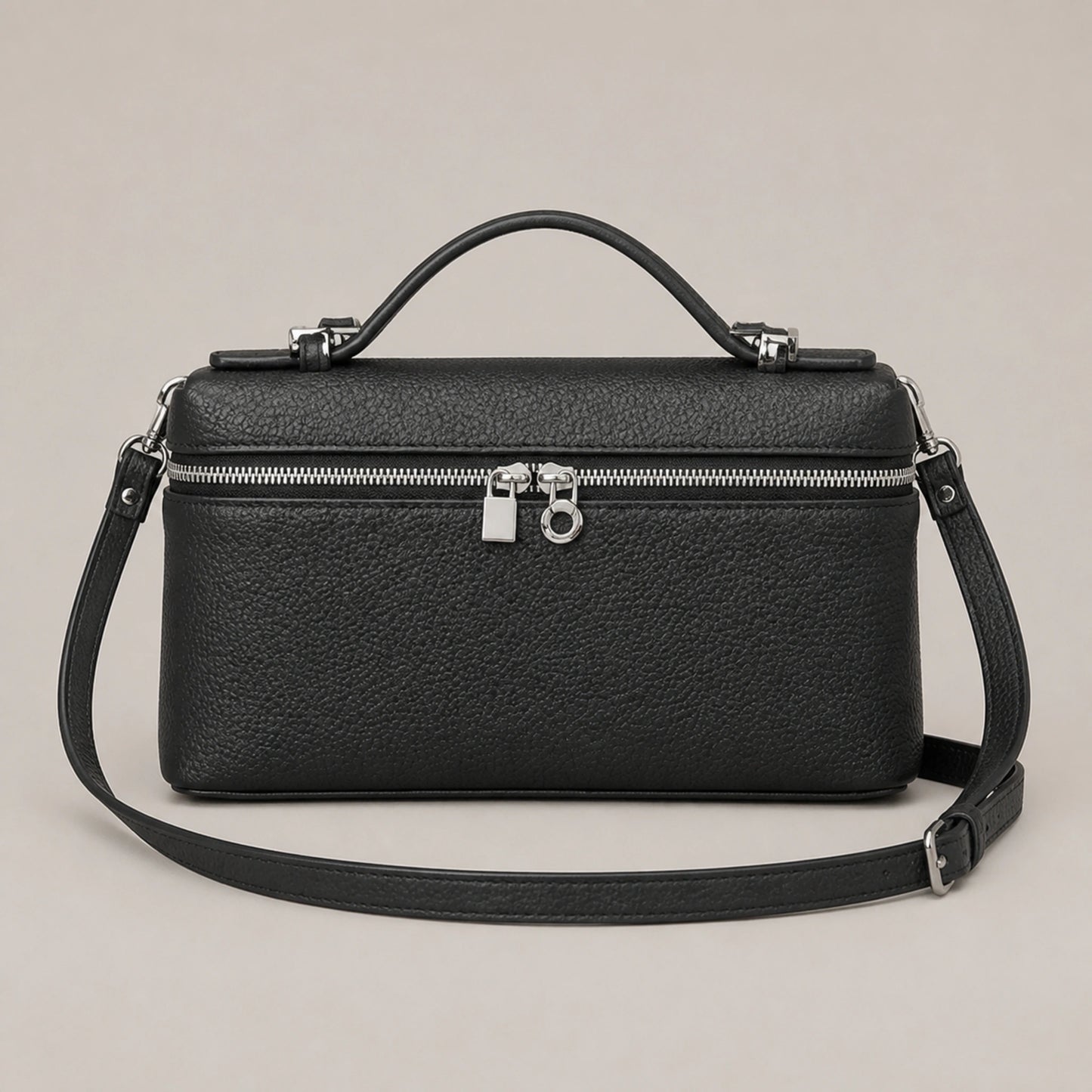 Black sling bag complete front view — view 10