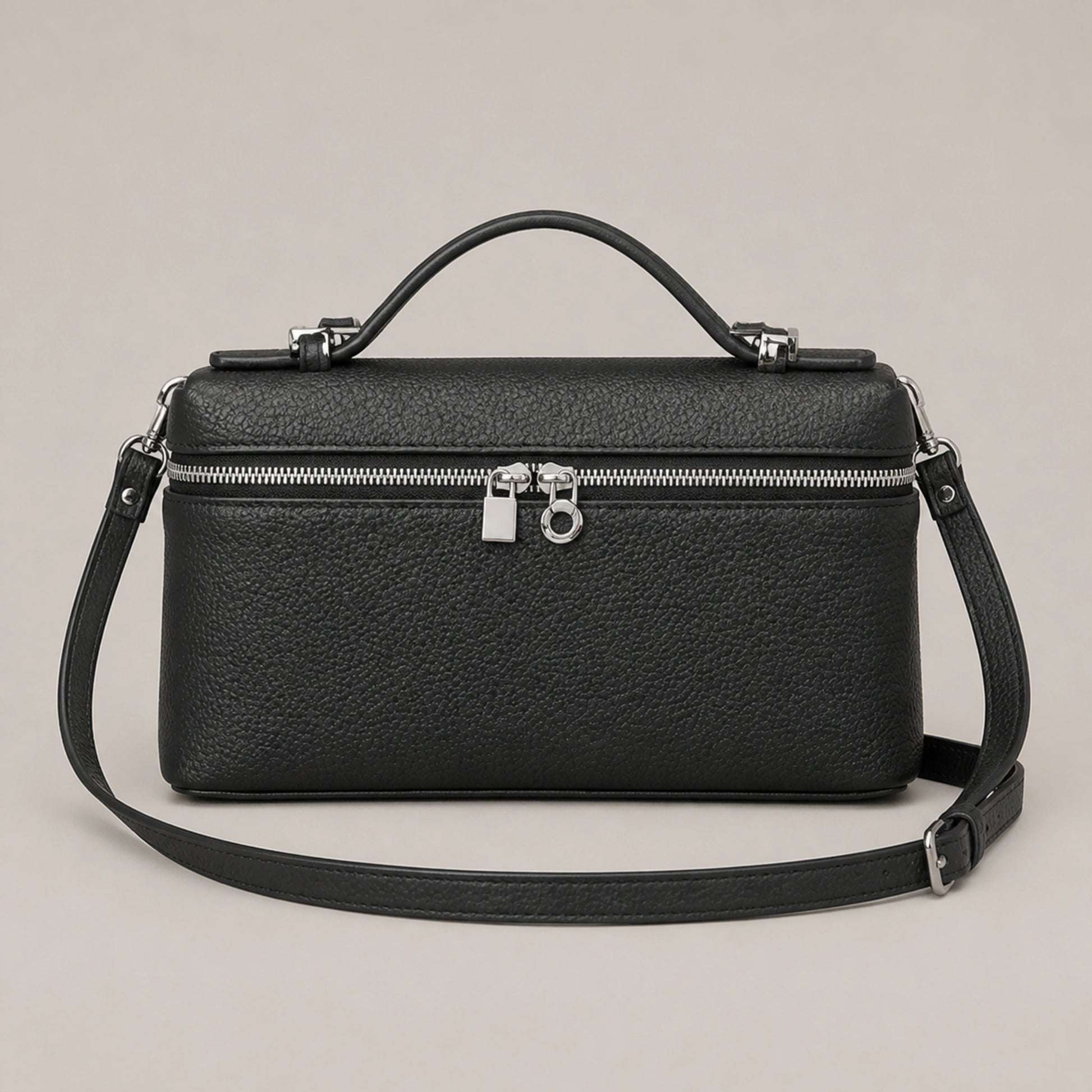 Black sling bag complete front view — view 10
